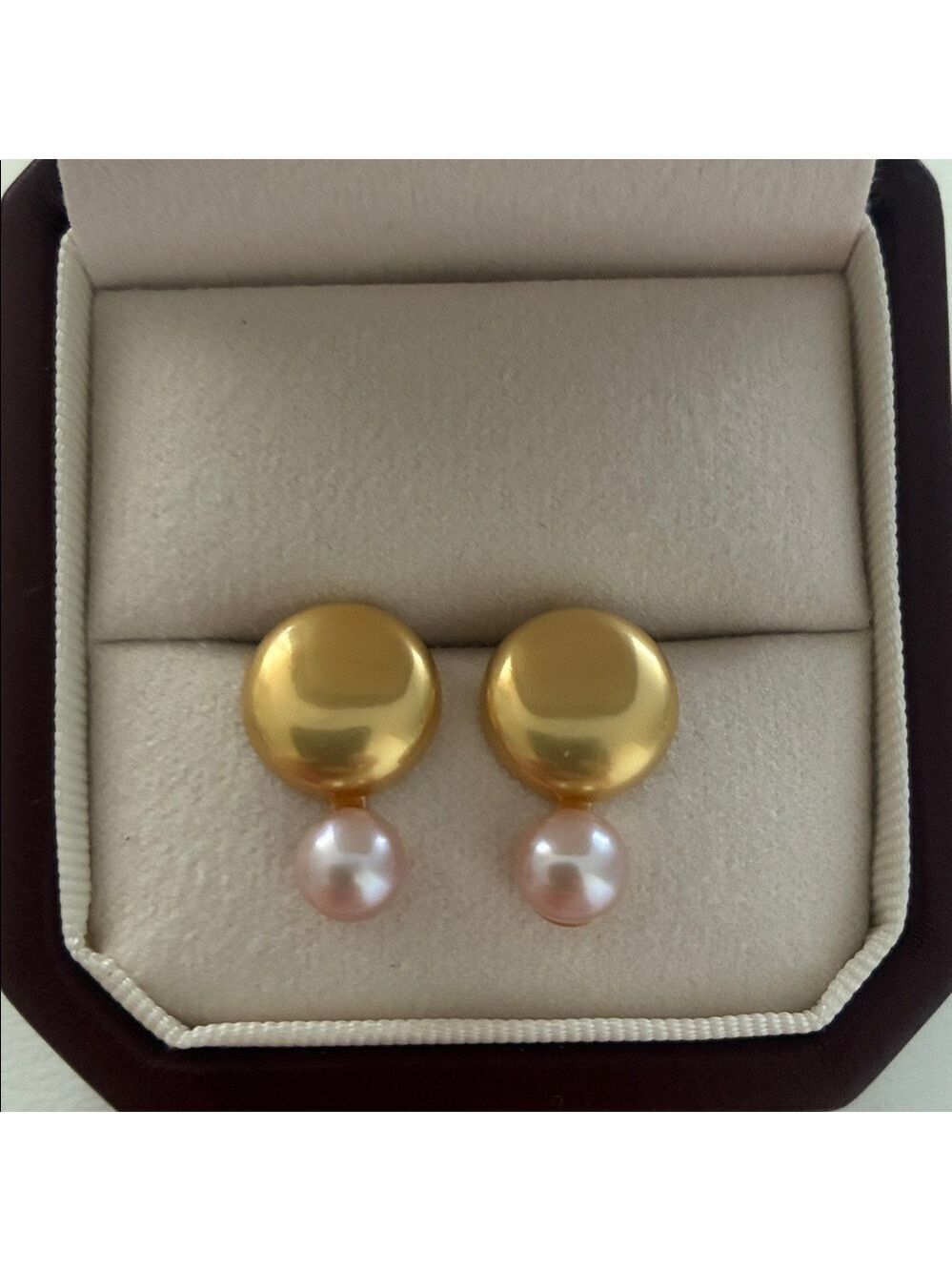 Gold Dome Pearl Earrings | Sterling Silver Posts | Affordable Gift for Her